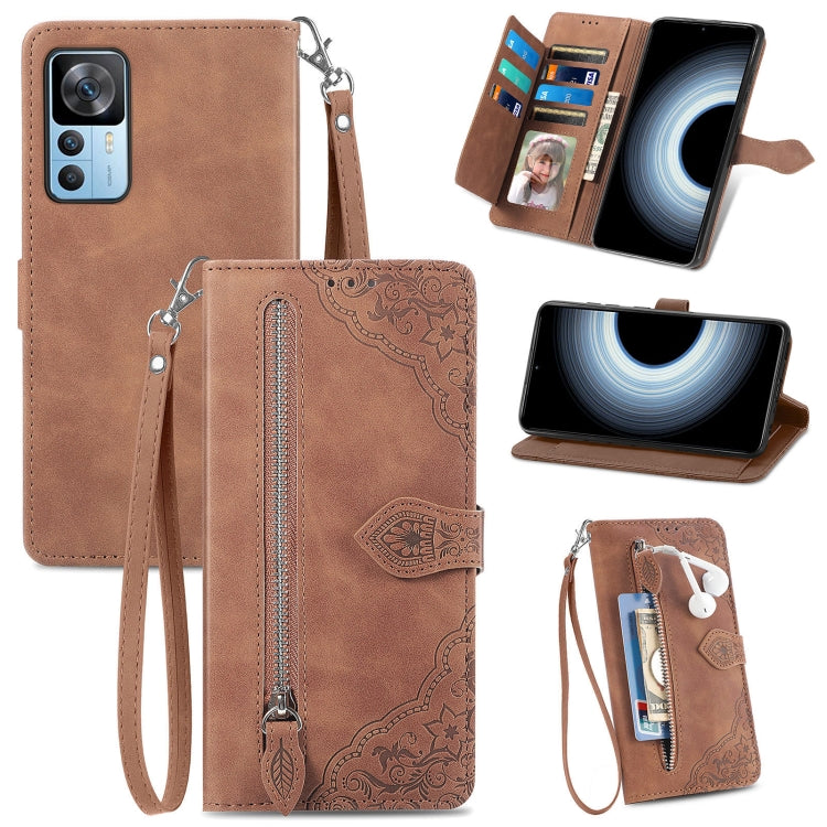 For Xiaomi Redmi K50 Ultra Embossed Flower Shockproof Leather Phone Case