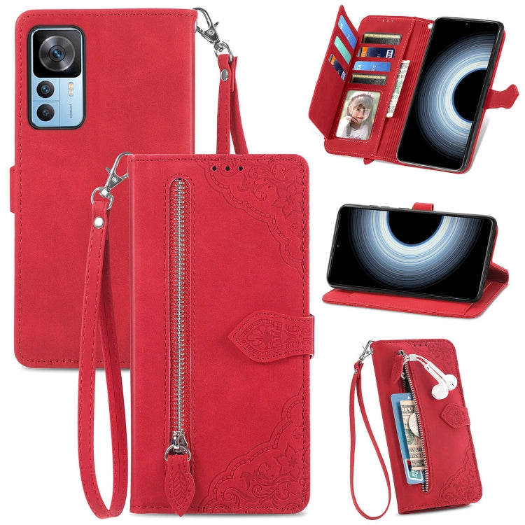 For Xiaomi Redmi K50 Ultra Embossed Flower Shockproof Leather Phone Case