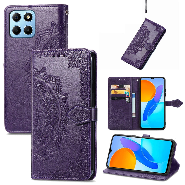 For Honor X8 5G Mandala Flower Embossed Leather Phone Case