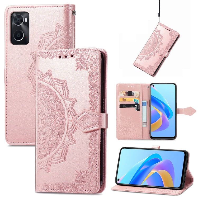 For OPPO A76 4G Mandala Flower Embossed Leather Phone Case
