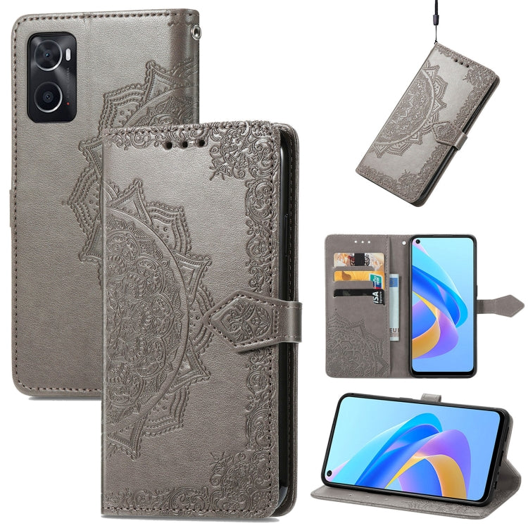 For OPPO A76 4G Mandala Flower Embossed Leather Phone Case
