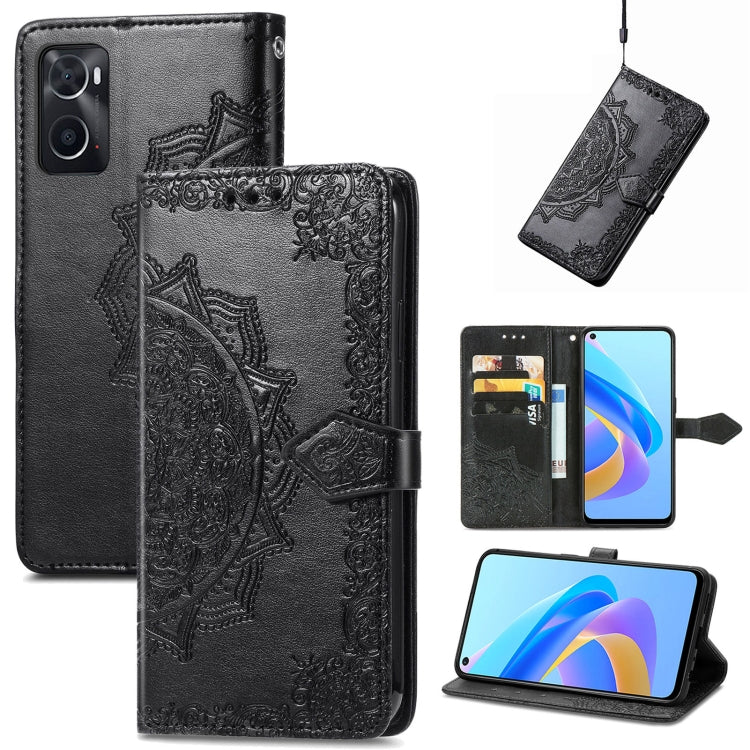 For OPPO A76 4G Mandala Flower Embossed Leather Phone Case