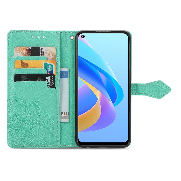 For OPPO A76 4G Mandala Flower Embossed Leather Phone Case
