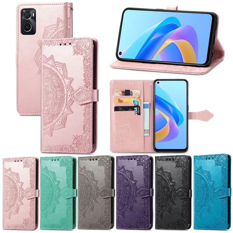 For OPPO A76 4G Mandala Flower Embossed Leather Phone Case