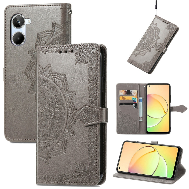 For Realme 10 4G Mandala Flower Embossed Leather Phone Case