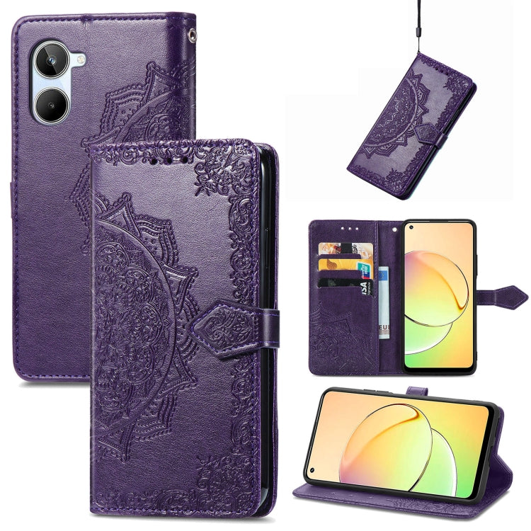 For Realme 10 4G Mandala Flower Embossed Leather Phone Case