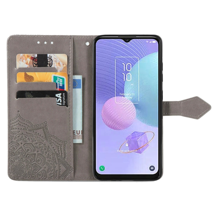 For TCL 405 Mandala Flower Embossed Leather Phone Case