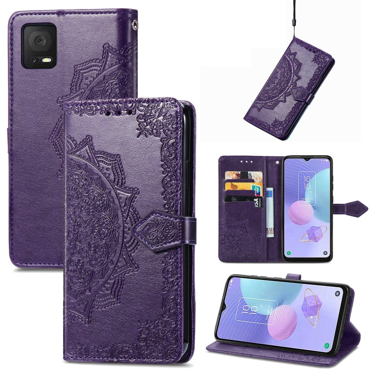 For TCL 405 Mandala Flower Embossed Leather Phone Case