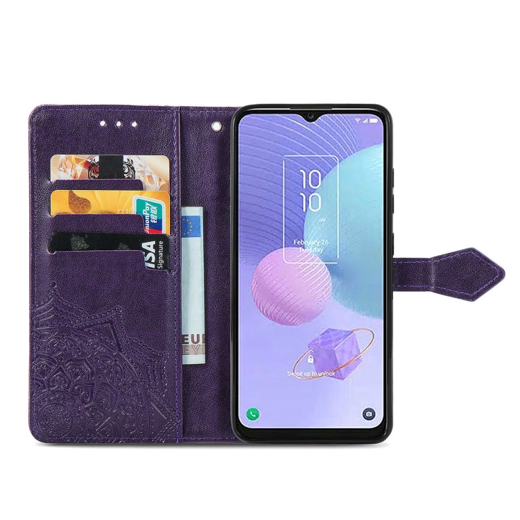 For TCL 405 Mandala Flower Embossed Leather Phone Case