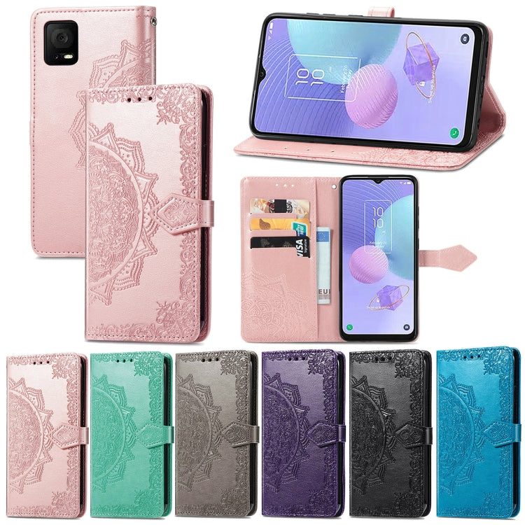 For TCL 405 Mandala Flower Embossed Leather Phone Case