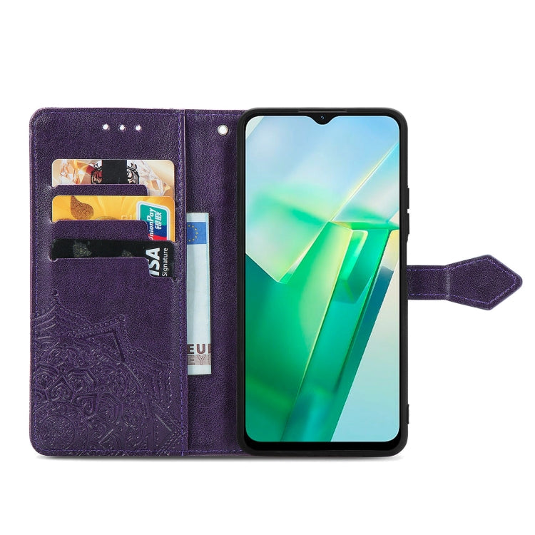 For vivo T2X 5G Mandala Flower Embossed Leather Phone Case