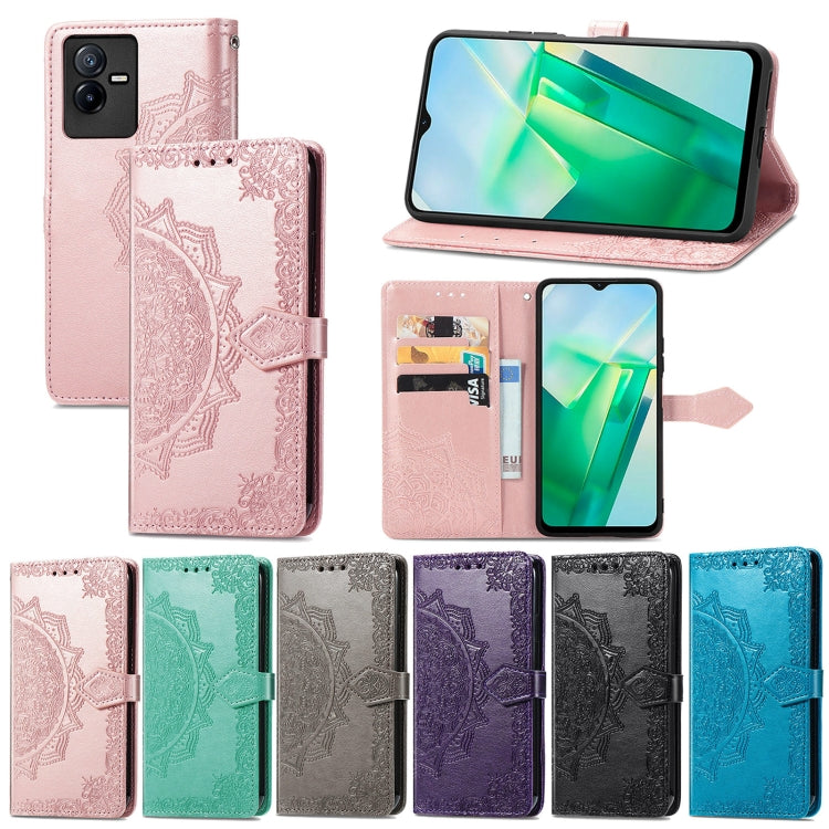 For vivo T2X 5G Mandala Flower Embossed Leather Phone Case