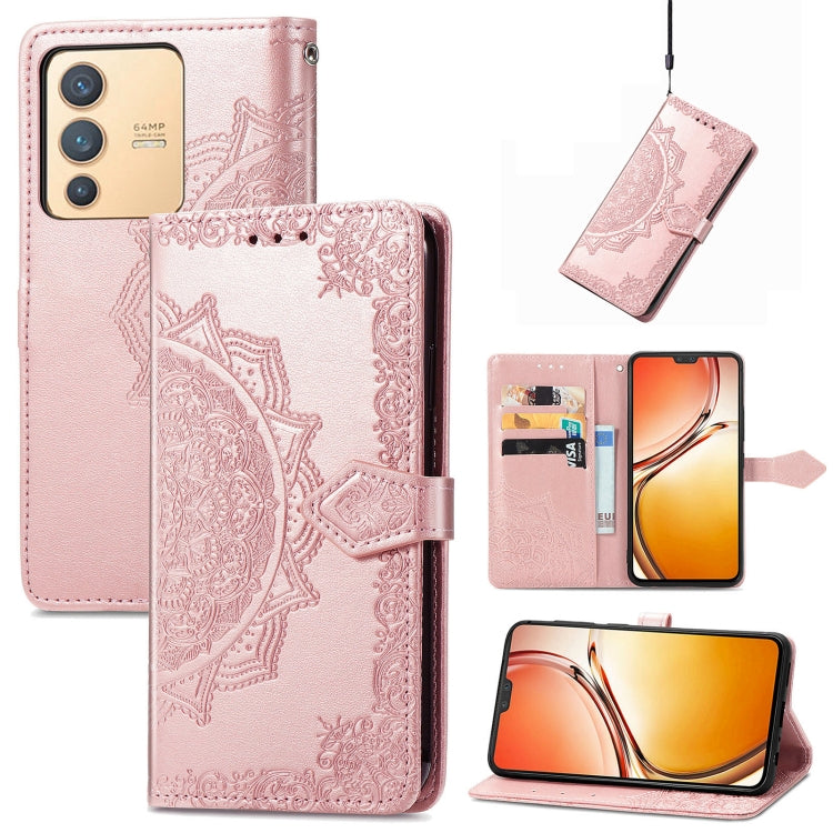 For vivo V23 5G Mandala Flower Embossed Leather Phone Case