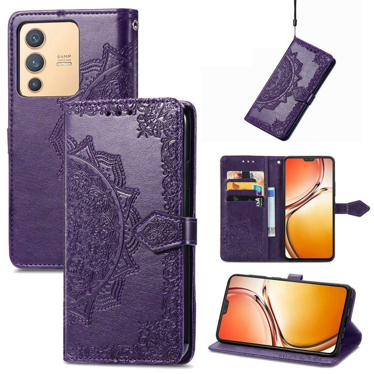For vivo V23 5G Mandala Flower Embossed Leather Phone Case