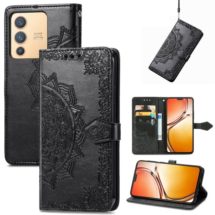 For vivo V23 5G Mandala Flower Embossed Leather Phone Case