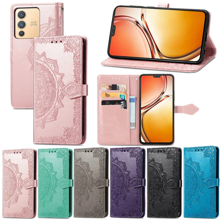 For vivo V23 5G Mandala Flower Embossed Leather Phone Case