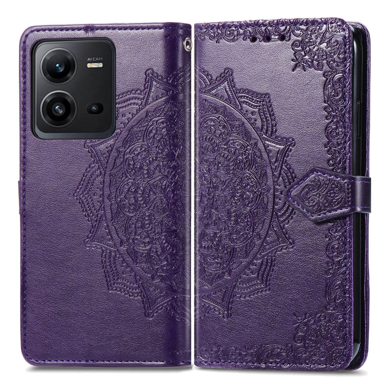 For vivo X80 Lite Mandala Flower Embossed Leather Phone Case