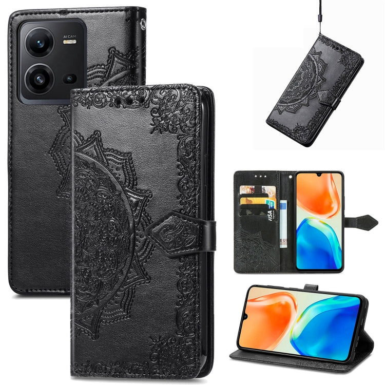 For vivo X80 Lite Mandala Flower Embossed Leather Phone Case