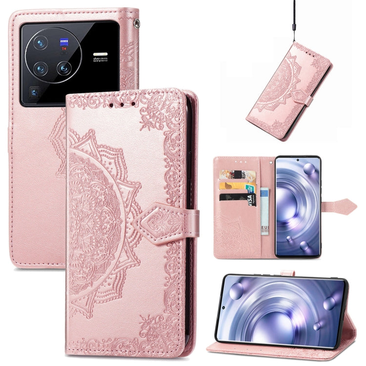 For vivo X80 Pro Mandala Flower Embossed Leather Phone Case