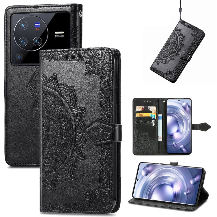 For vivo X80 Pro Mandala Flower Embossed Leather Phone Case