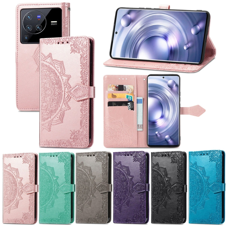 For vivo X80 Pro Mandala Flower Embossed Leather Phone Case