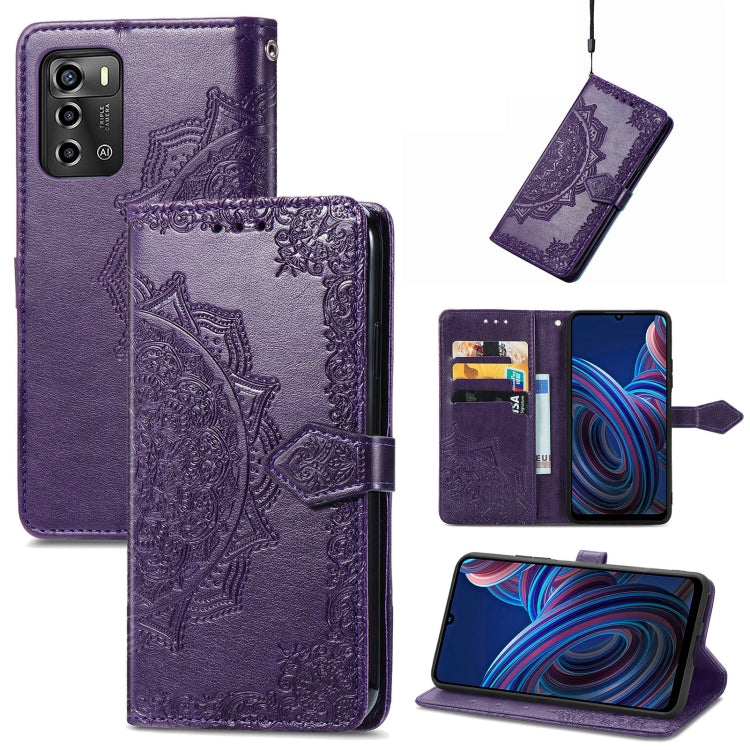 For ZTE Blade A72 4G Mandala Flower Embossed Leather Phone Case