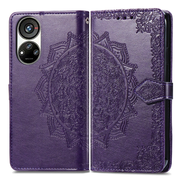 For ZTE Blade V40S Mandala Flower Embossed Leather Phone Case