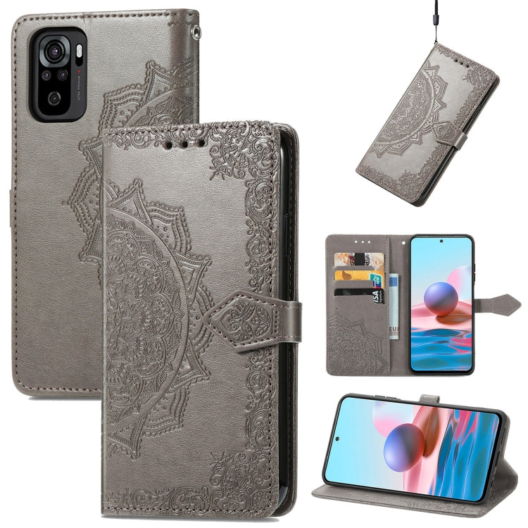 For Xiaomi Redmi Note 10S Mandala Flower Embossed Leather Phone Case