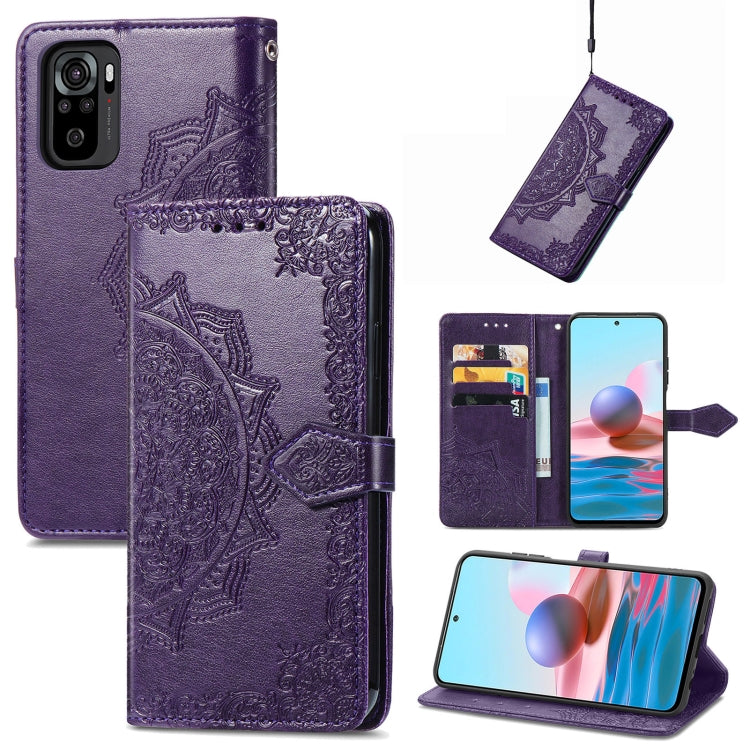 For Xiaomi Redmi Note 10S Mandala Flower Embossed Leather Phone Case