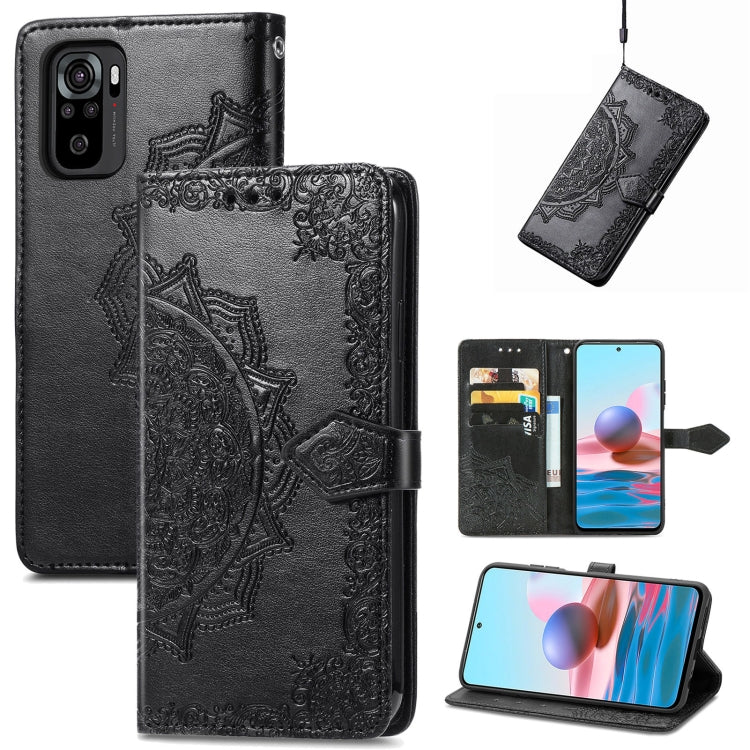 For Xiaomi Redmi Note 10S Mandala Flower Embossed Leather Phone Case