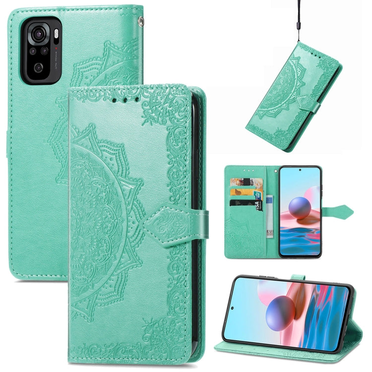 For Xiaomi Redmi Note 10S Mandala Flower Embossed Leather Phone Case