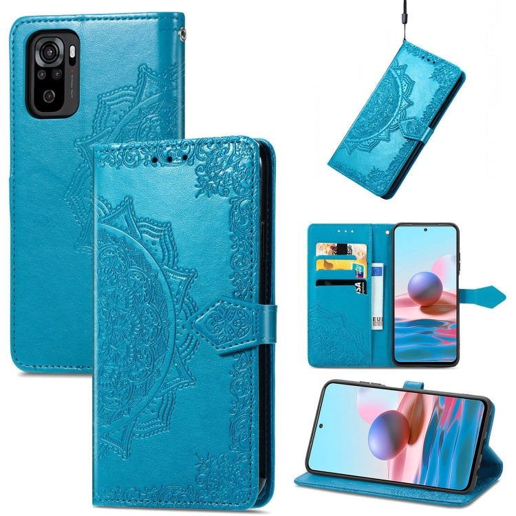 For Xiaomi Redmi Note 10S Mandala Flower Embossed Leather Phone Case