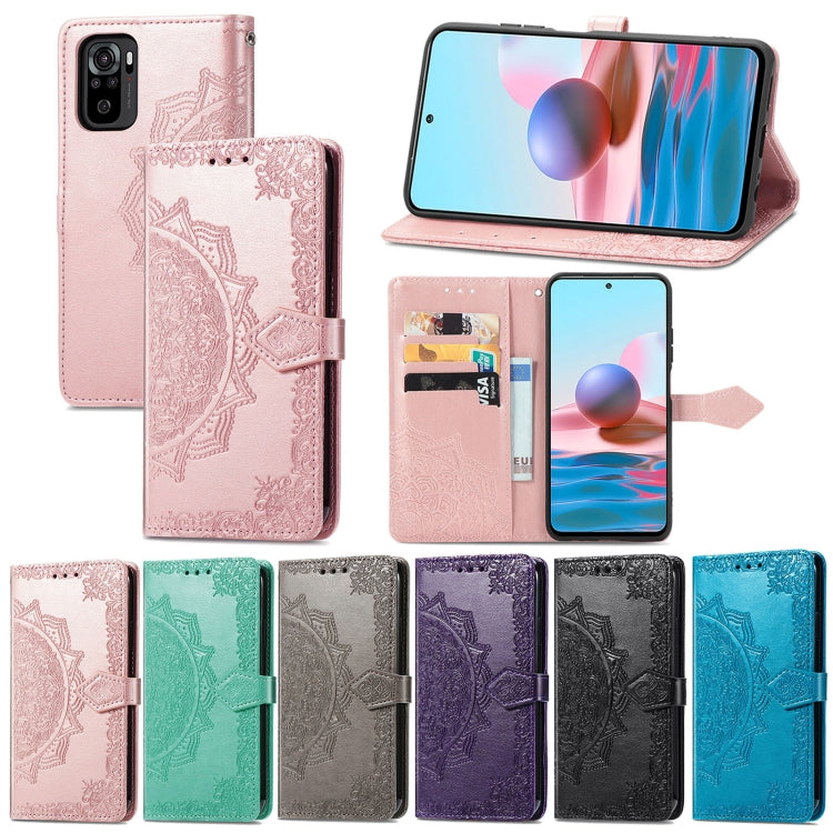 For Xiaomi Redmi Note 10S Mandala Flower Embossed Leather Phone Case