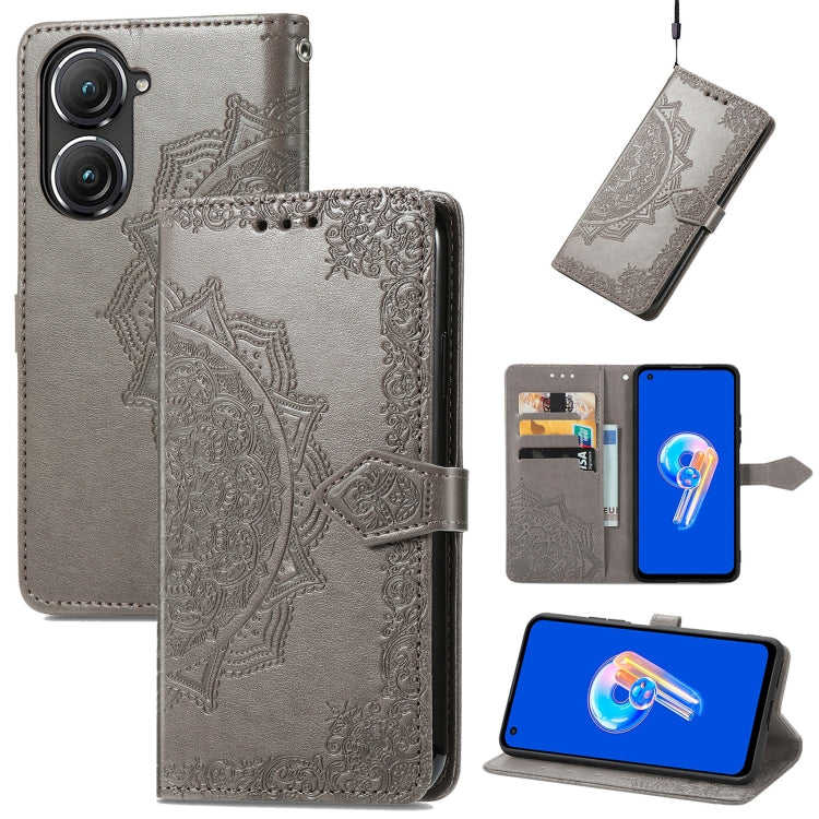 For Asus Zenfone 9 Mandala Flower Embossed Leather Phone Case