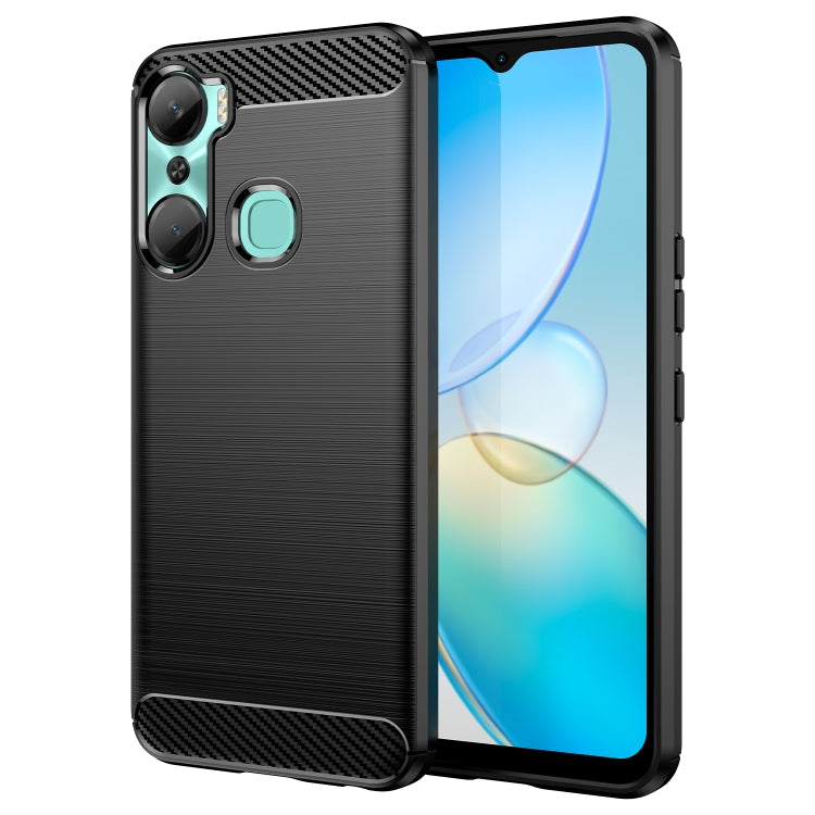 For Infinix Hot 12 Pro Brushed Texture Carbon Fiber TPU Phone Case