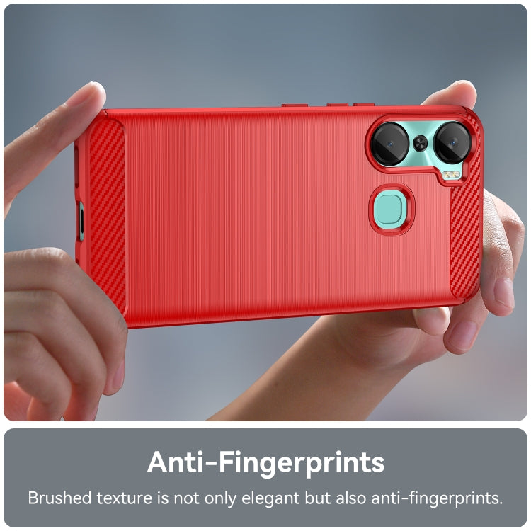 For Infinix Hot 12 Pro Brushed Texture Carbon Fiber TPU Phone Case