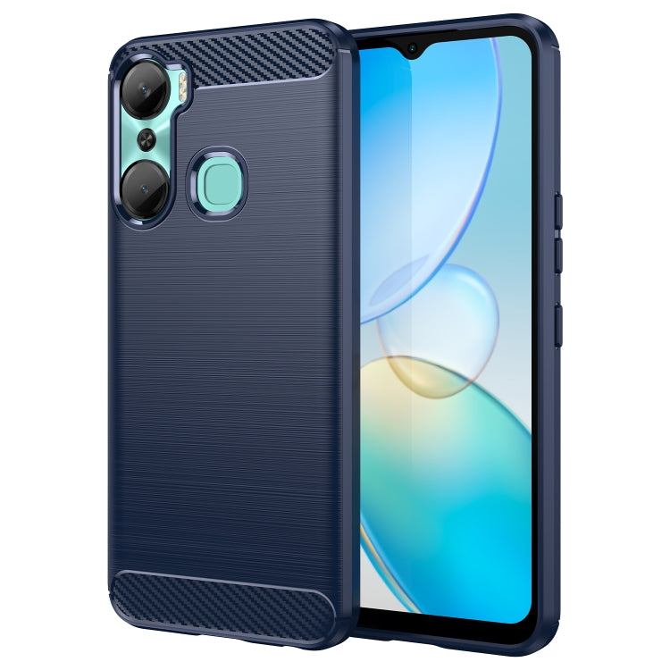 For Infinix Hot 12 Pro Brushed Texture Carbon Fiber TPU Phone Case