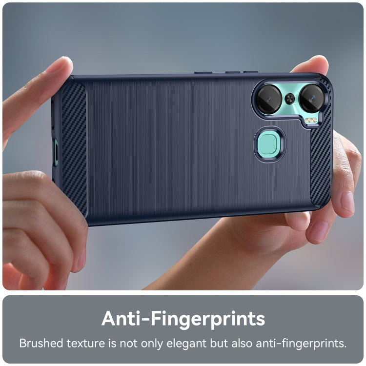 For Infinix Hot 12 Pro Brushed Texture Carbon Fiber TPU Phone Case