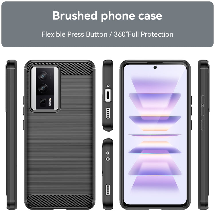 For Xiaomi Redmi K60 Pro Brushed Texture Carbon Fiber TPU Phone Case