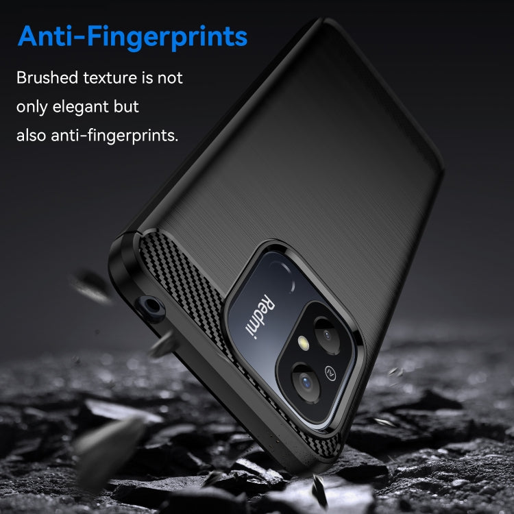 For Xiaomi Redmi 12C Brushed Texture Carbon Fiber TPU Phone Case