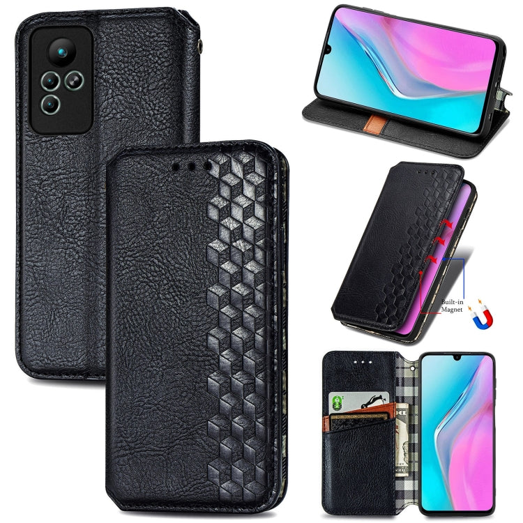 For infinix Note 11 Cubic Grid Pressed Magnetic Leather Phone Case