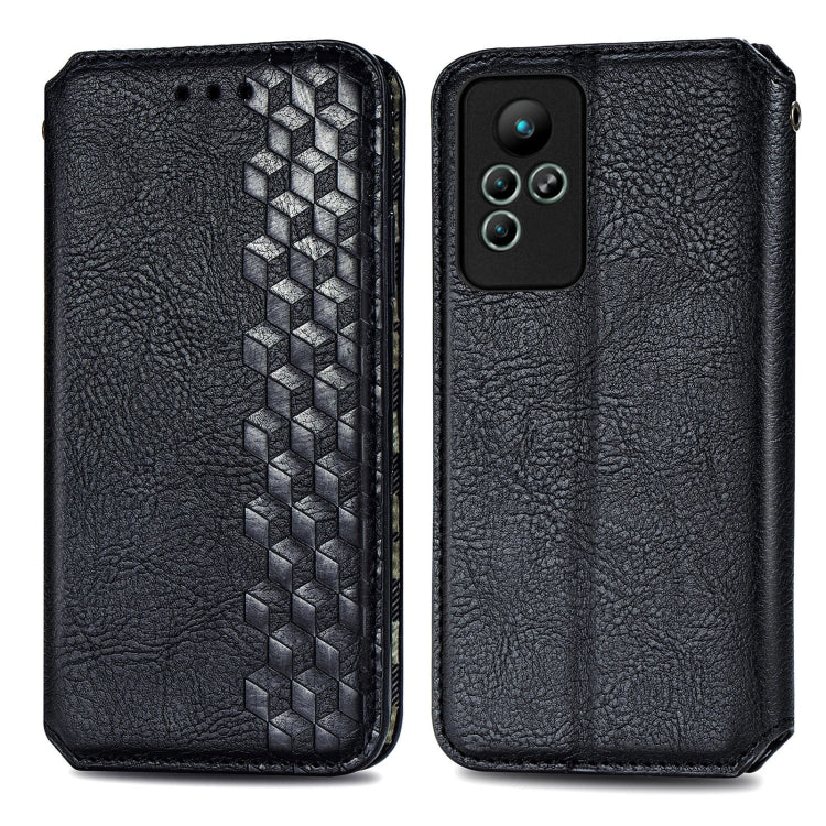For infinix Note 11 Cubic Grid Pressed Magnetic Leather Phone Case