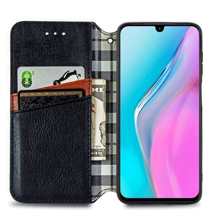 For infinix Note 11 Cubic Grid Pressed Magnetic Leather Phone Case