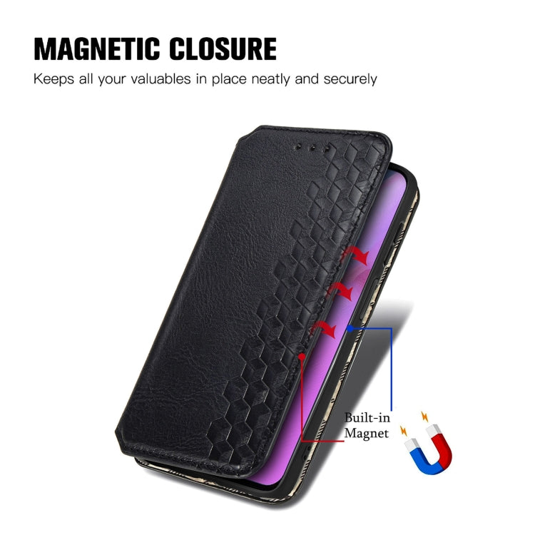 For infinix Note 11 Cubic Grid Pressed Magnetic Leather Phone Case