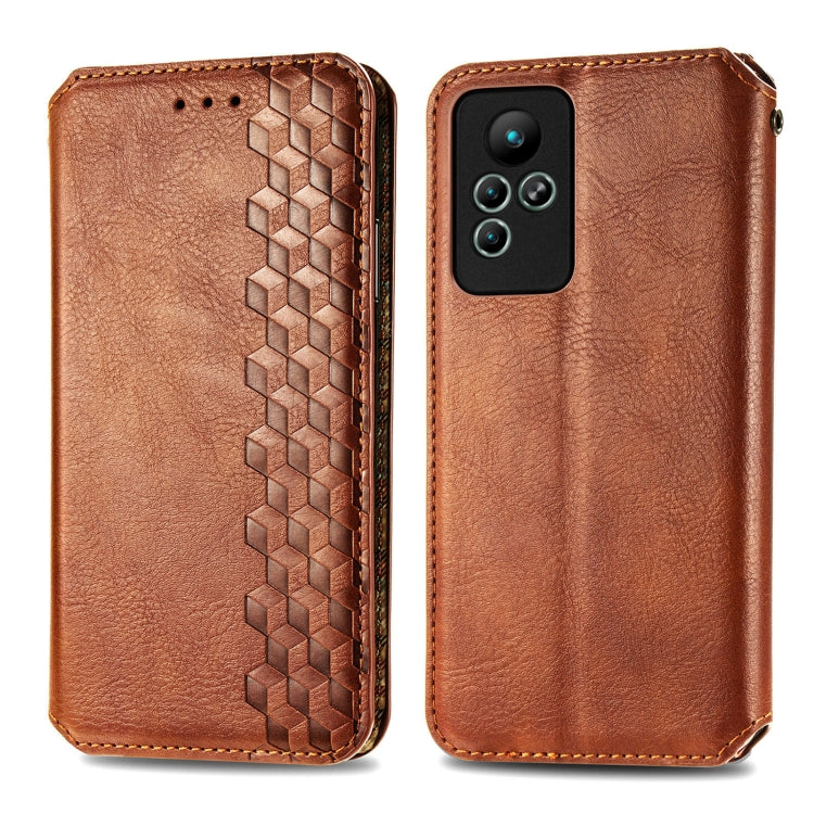 For infinix Note 11 Cubic Grid Pressed Magnetic Leather Phone Case