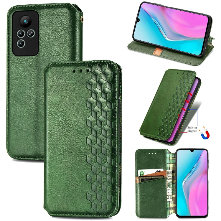 For infinix Note 11 Cubic Grid Pressed Magnetic Leather Phone Case