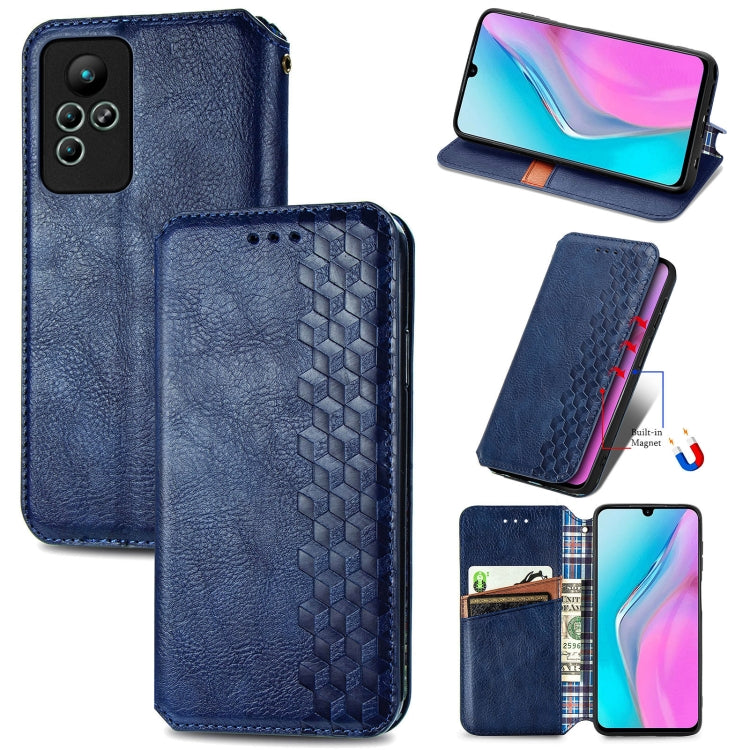 For infinix Note 11 Cubic Grid Pressed Magnetic Leather Phone Case