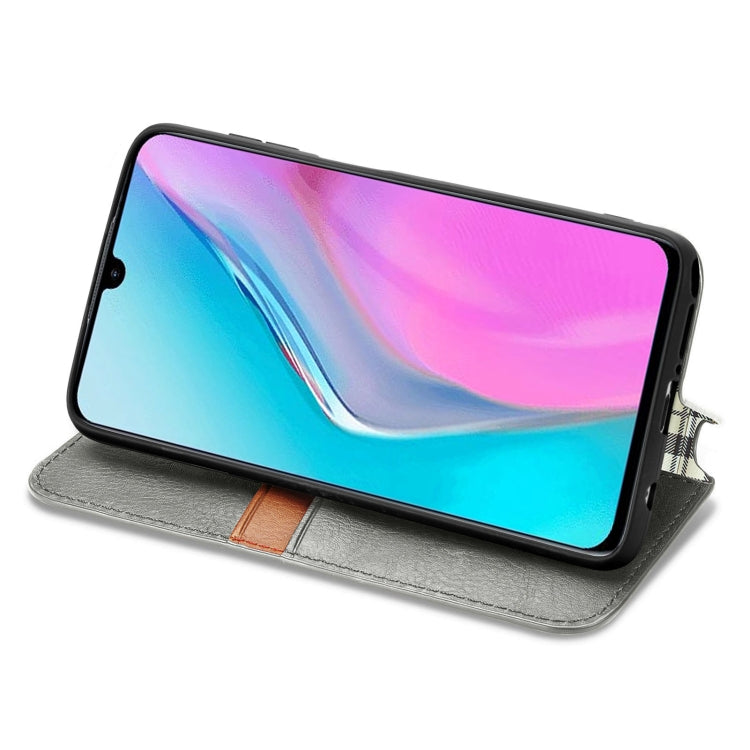 For infinix Note 11 Cubic Grid Pressed Magnetic Leather Phone Case