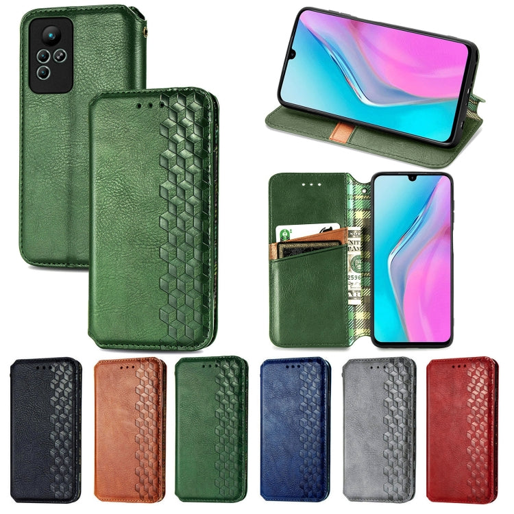 For infinix Note 11 Cubic Grid Pressed Magnetic Leather Phone Case