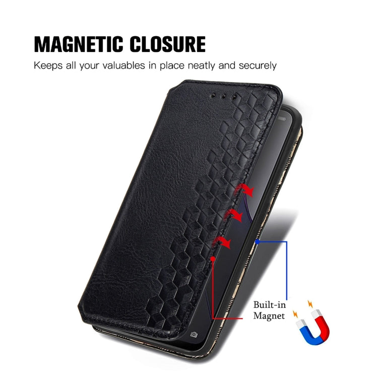For OPPO Reno8 Cubic Grid Pressed Magnetic Leather Phone Case
